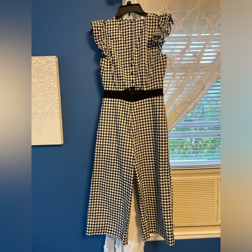 BCBG Generation Black and White Checkered Jumpsuit